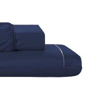 Jogo De Lençol 2 Peças Solteiro Percal 200 Fios De Poliéster Sleep 100% Poliéster - Azul Marinho - 2