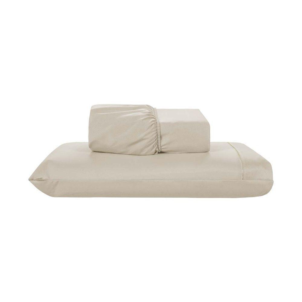 Jogo De Lençol 2 Peças Solteiro Percal 200 Fios De Poliéster Sleep 100% Poliéster - Bege - 1