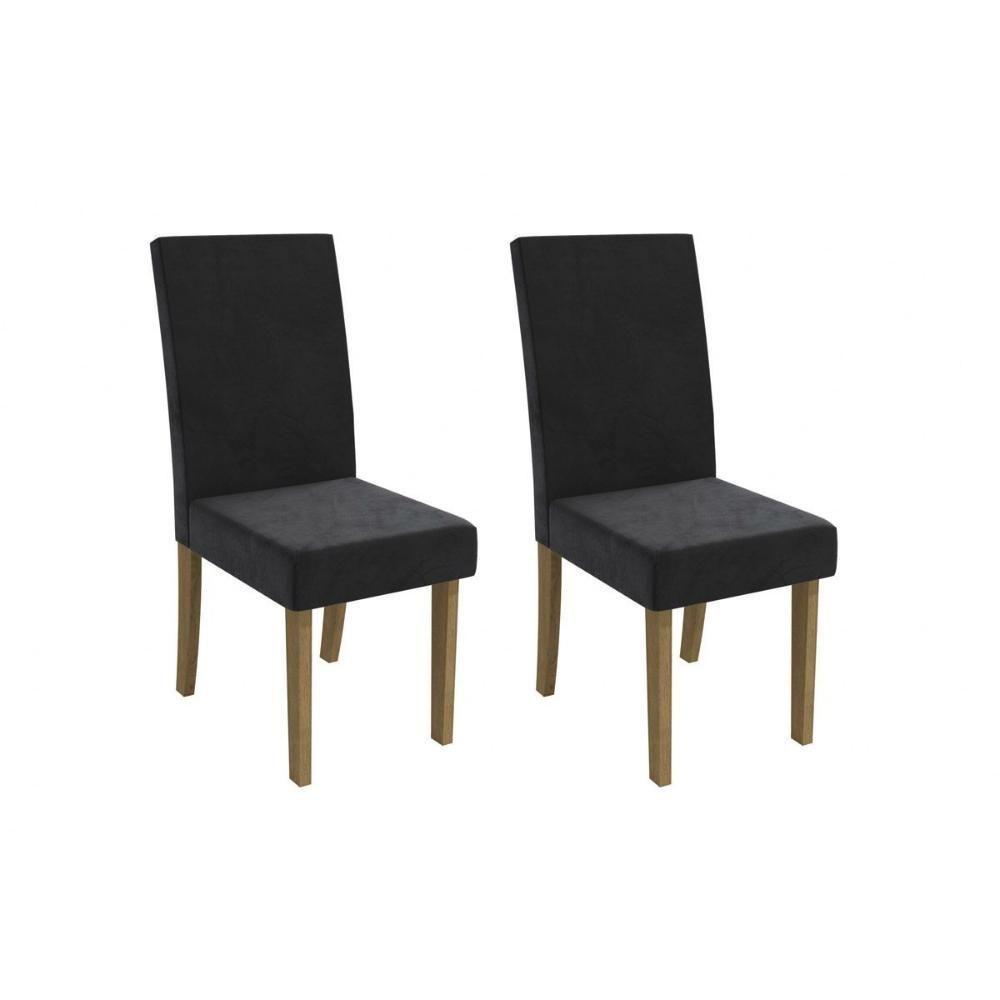 Kit 2 Cadeiras Sala Jantar 2cad131 2 Un Canela-suede Preto - Kappesberg - 1