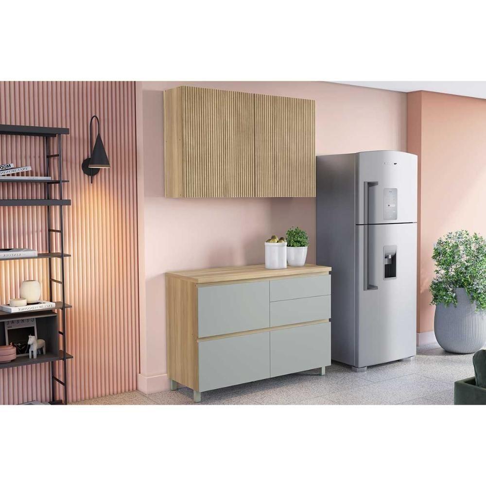 Cozinha Modulada Nesher Rainha 2 Peças (1aéreo+1balcão) C2p44 Nature-verde-nesher - 1