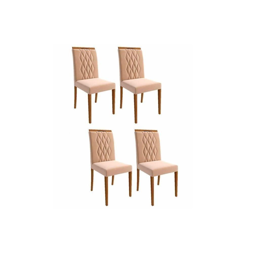 Kit 4 Cadeiras Sala Jantar Juliana 4 Un Madeirado-suede Nude Bege - Cimol - 1