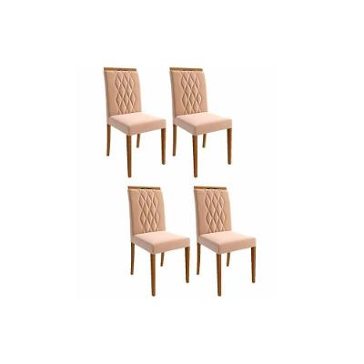 Kit 4 Cadeiras Sala Jantar Juliana 4 Un Madeirado-suede Nude Bege - Cimol