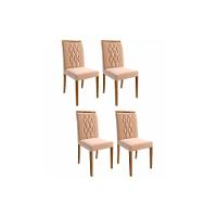 Kit 4 Cadeiras Sala Jantar Juliana 4 Un Madeirado-suede Nude Bege - Cimol - 1