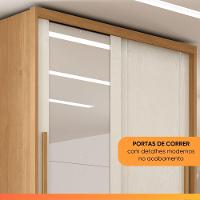 Guarda Roupas Casal 2 Portas De Correr Com Espelho 100% Mdf 3 Gavetas Ravena Madeirado / Areia - 8