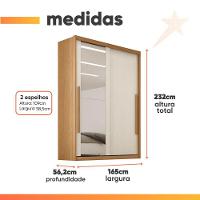 Guarda Roupas Casal 2 Portas De Correr Com Espelho 100% Mdf 3 Gavetas Ravena Madeirado / Areia - 9