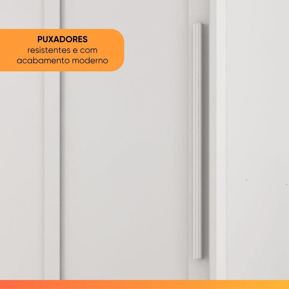 Guarda Roupas Casal 2 Portas De Correr Com Espelho 100% Mdf 6 Gavetas Firenze Branco - 8