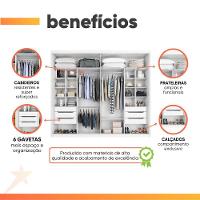 Guarda Roupas Casal 2 Portas De Correr Com Espelho 100% Mdf 6 Gavetas Firenze Branco
