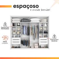 Guarda Roupas Casal 2 Portas De Correr Com Espelho 100% Mdf 6 Gavetas Firenze Branco - 6