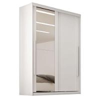 Guarda Roupas Casal 2 Portas De Correr Com Espelho 100% Mdf 3 Gavetas Ravena Branco - 1