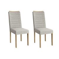 Cadeira Sala De Jantar Aura 2cad157 Madeirado Kit 2 Un Carvalho-linho Bege Caqui - Kappesberg - 1