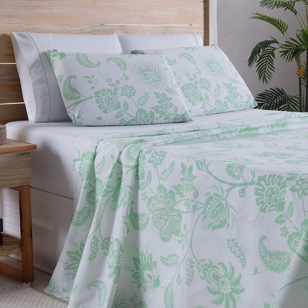 Jogo De Lençol 4 Peças Queen Percal 180 Fios Homme 60% Algodão 40% Poliéster - Jazzy Verde - 5