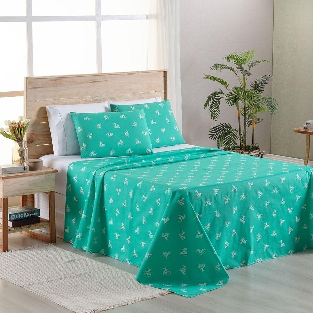 Jogo De Lençol 4 Peças King Percal 180 Fios Homme 60% Algodão 40% Poliéster - Liberty Azul Ocean - 2