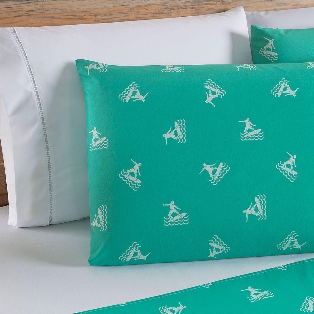 Jogo De Lençol 4 Peças King Percal 180 Fios Homme 60% Algodão 40% Poliéster - Liberty Azul Ocean - 7