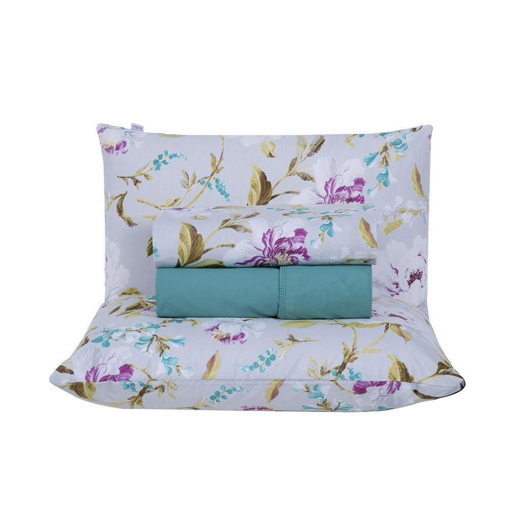 Jogo De Lençol 4 Peças Casal Percal 180 Fios Homme 60% Algodão 40% Poliéster - Vivace Cinza - 1