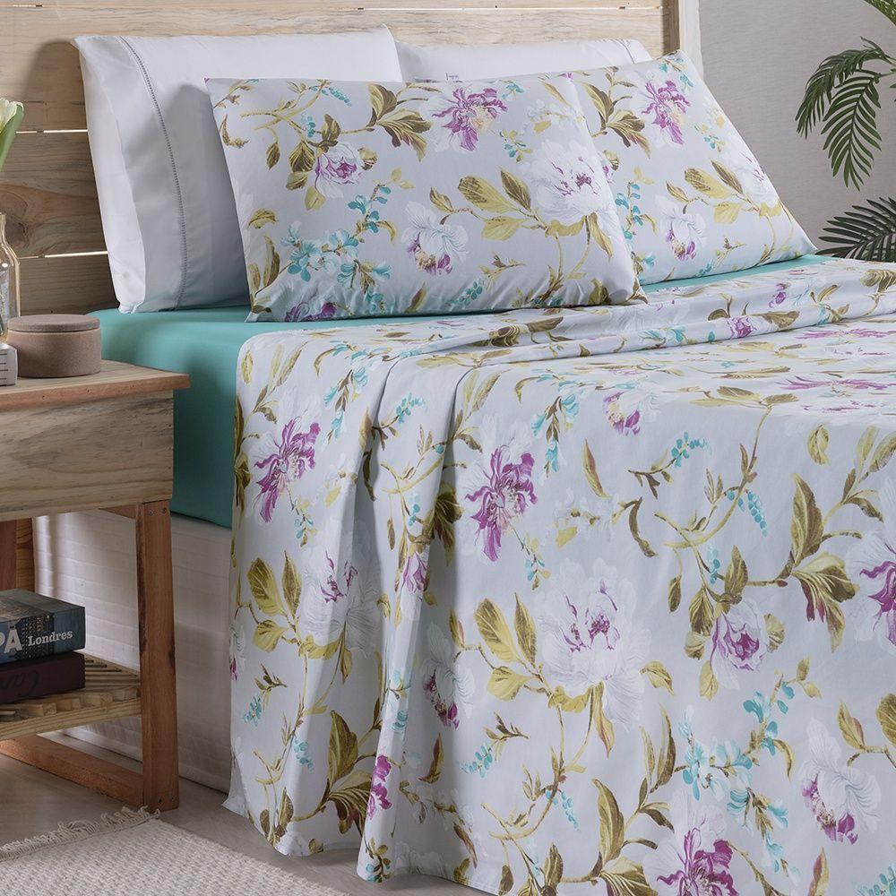 Jogo De Lençol 4 Peças Casal Percal 180 Fios Homme 60% Algodão 40% Poliéster - Vivace Cinza - 6