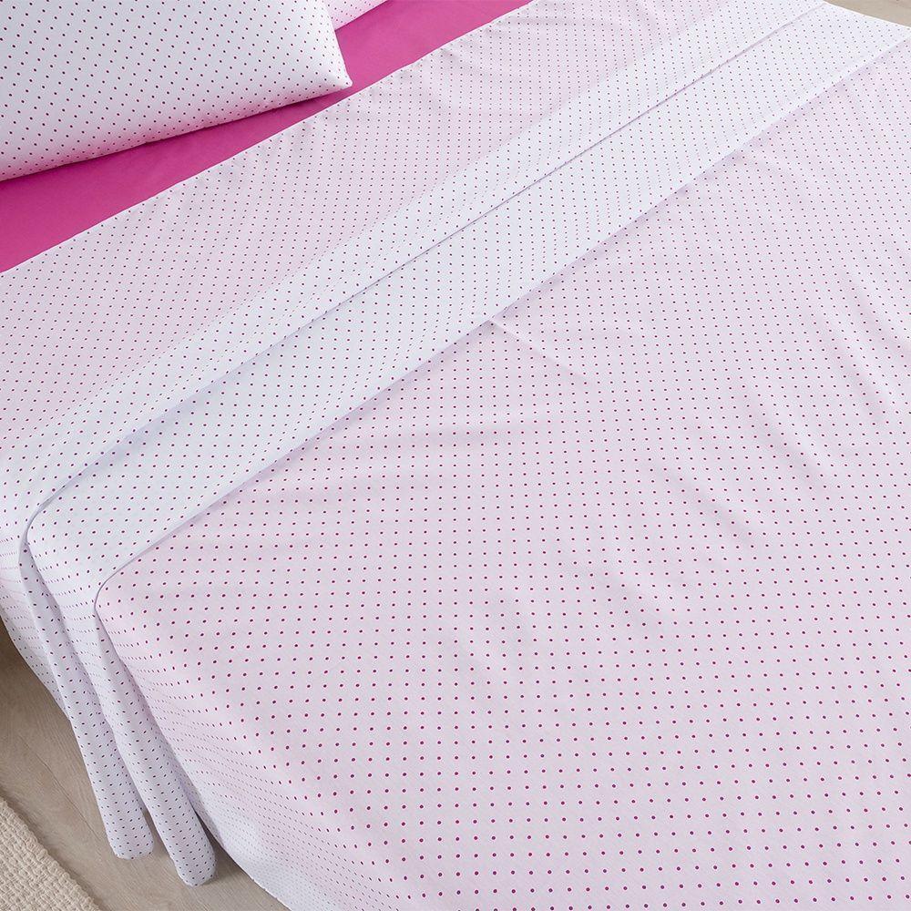 Jogo De Lençol 4 Peças Casal Percal 180 Fios Homme 60% Algodão 40% Poliéster - Polka Pink - 5