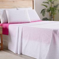 Jogo De Lençol 4 Peças Casal Percal 180 Fios Homme 60% Algodão 40% Poliéster - Polka Pink