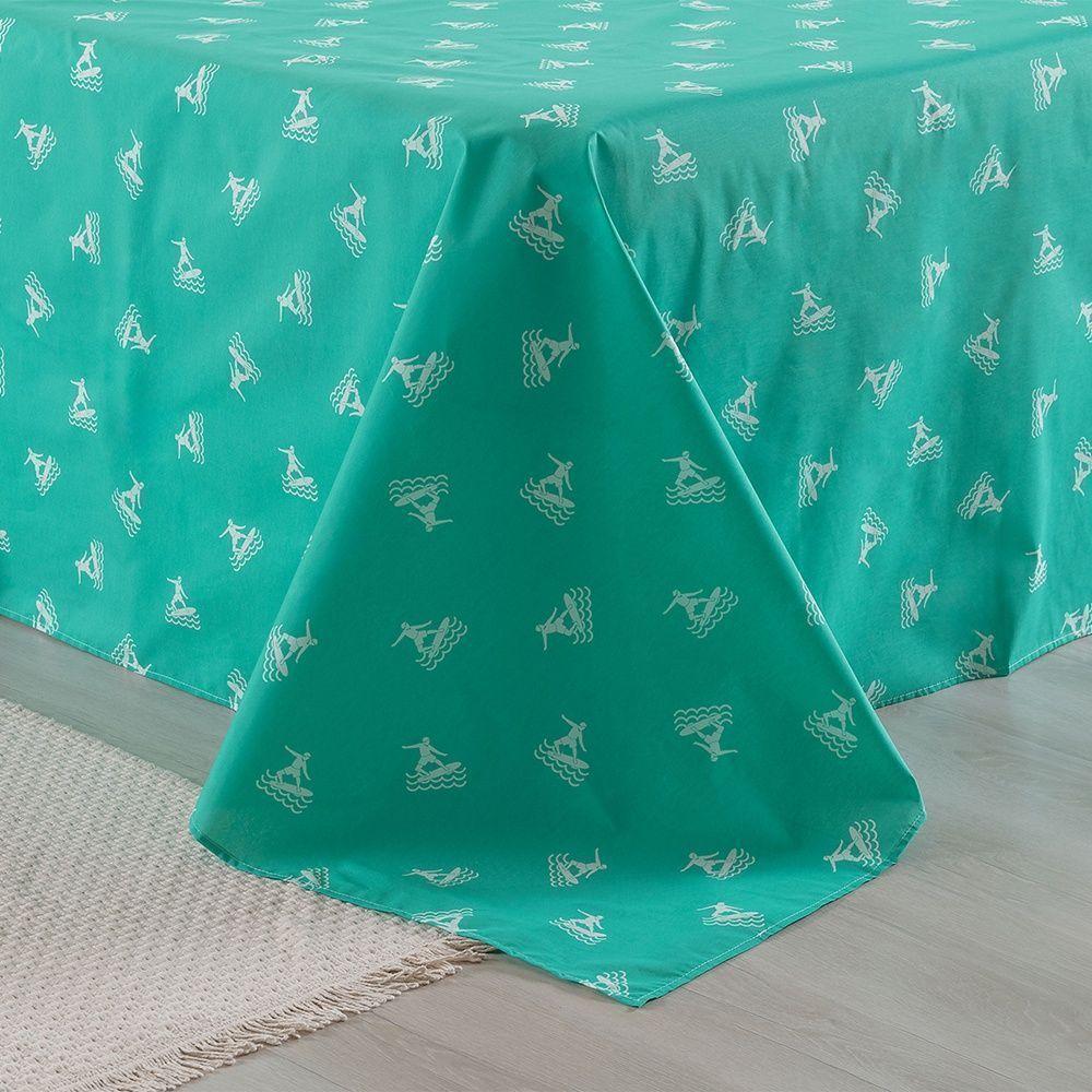 Jogo De Lençol 4 Peças Casal Percal 180 Fios Homme 60% Algodão 40% Poliéster - Liberty Azul Ocean - 5