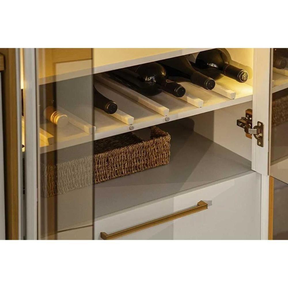 Cristaleira Sala Jantar Atena C- 2 Portas Reflecta 1 Gaveta E C- Led 70cm Jequitiba-off White Fosco - Linea Brasil - 9