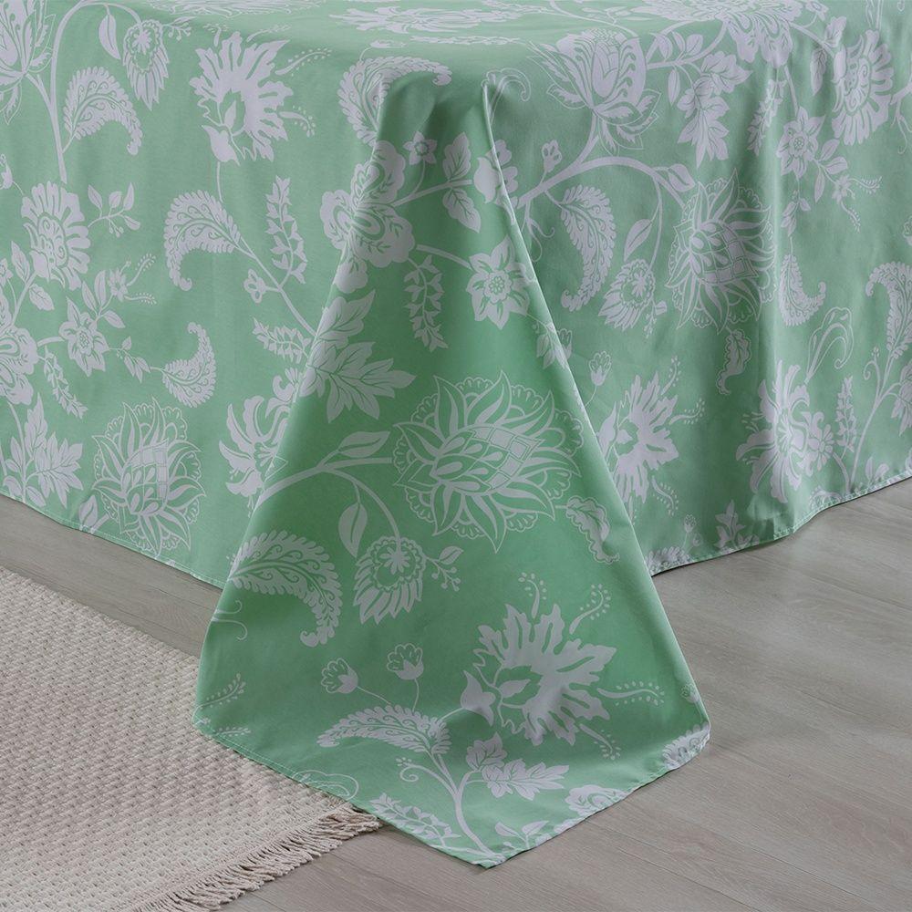 Jogo De Lençol 4 Peças Casal Percal 180 Fios Homme 60% Algodão 40% Poliéster - Jade Verde - 4