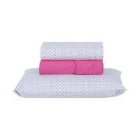 Jogo De Lençol 3 Peças Solteiro Percal 180 Fios Homme 60% Algodão 40% Poliéster - Polka Pink - 1