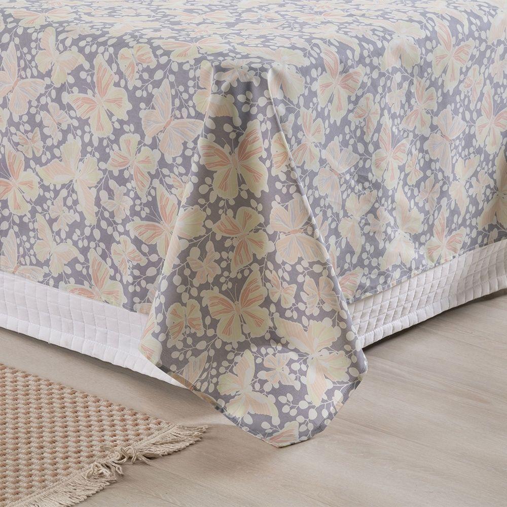 Jogo De Lençol 3 Peças Solteiro Percal 180 Fios Homme 60% Algodão 40% Poliéster - Peplum Salmão - 7