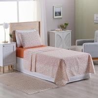 Jogo De Lençol 3 Peças Solteiro Percal 180 Fios Homme 60% Algodão 40% Poliéster - Lilith Laranja - 2