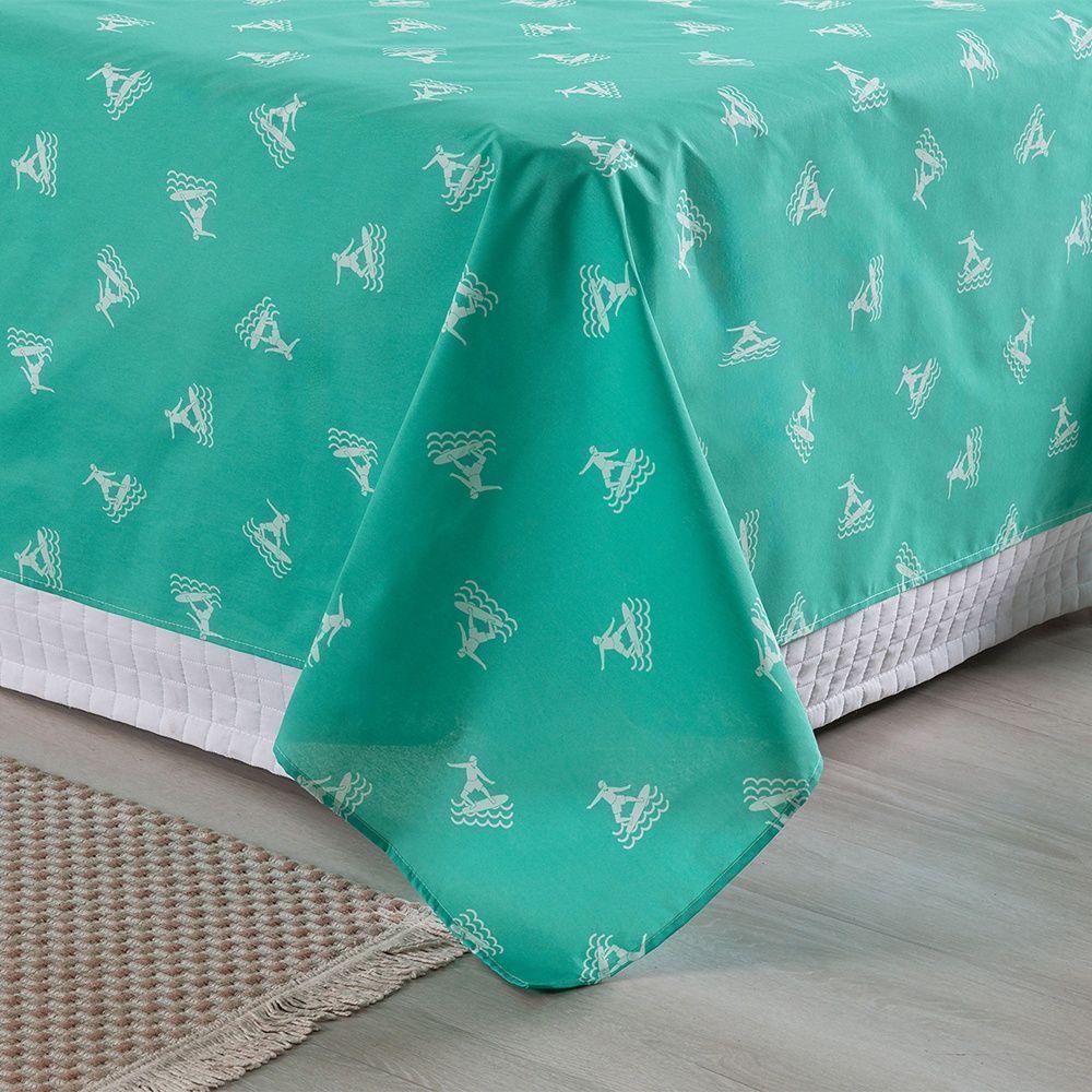 Jogo De Lençol 3 Peças Solteiro Percal 180 Fios Homme 60% Algodão 40% Poliéster - Liberty Azul Ocean - 7