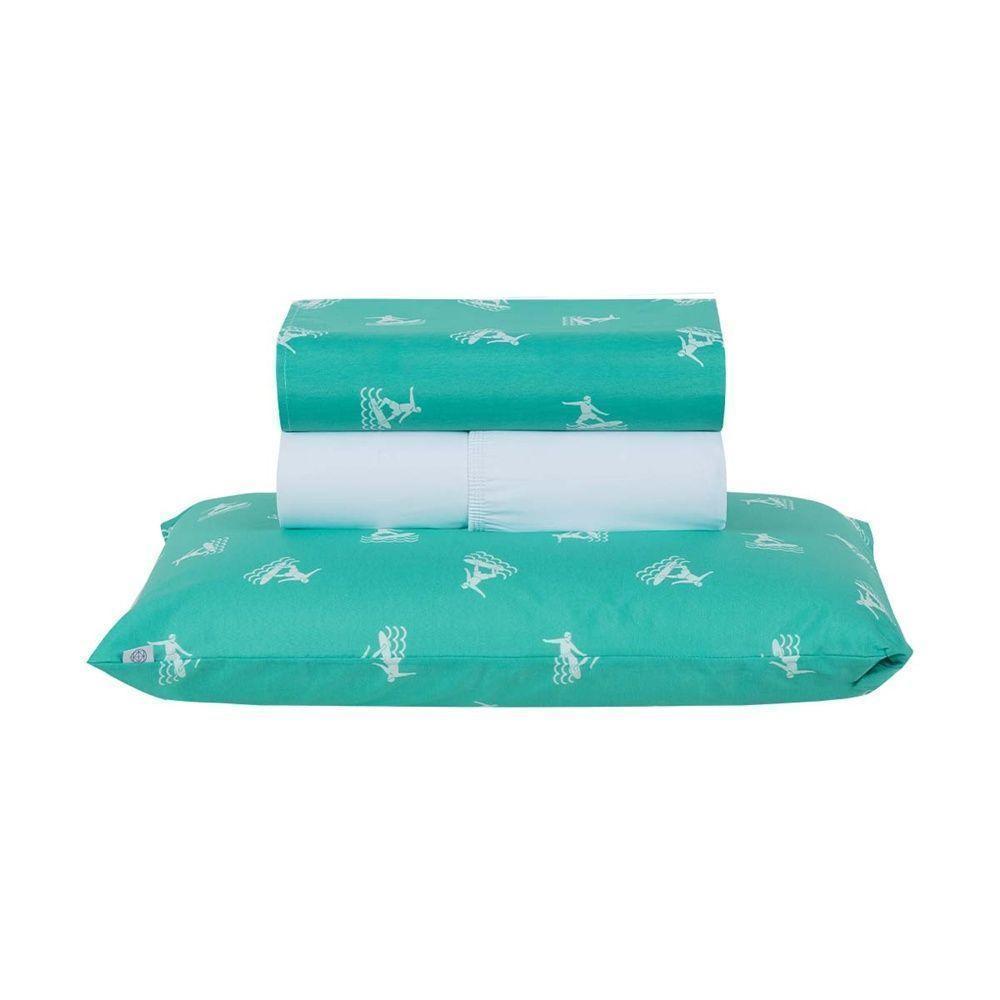 Jogo De Lençol 3 Peças Solteiro Percal 180 Fios Homme 60% Algodão 40% Poliéster - Liberty Azul Ocean - 1