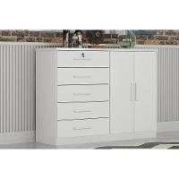 Cômoda Solteiro Space C- 2 Portas E 5 Gavetas Neve - Novo Horizonte - 1