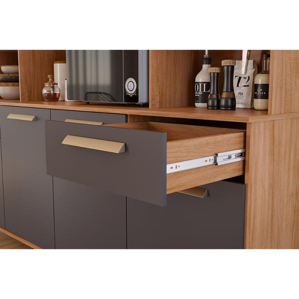 Kit De Cozinha Compacta Mila 6 Portas 1 Gaveta E 4 Nichos Cinamomo-off White - Mgm - 6