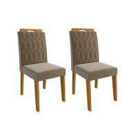 Kit 2 Cadeiras De Cozinha Paola Wood 2 Un Madeirado-suede Joli Capuccino - Cimol - 1