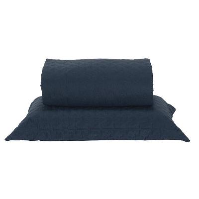 Kit Cobre Leito Milão Solteiro 2 Peças 100% Poliéster - Petroleo / Branco