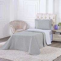 Kit Cobre Leito Milão Solteiro 2 Peças 100% Poliéster - Linho / Branco - 2