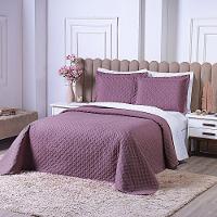 Kit Cobre Leito Milão Queen 3 Peças 100% Poliéster - Rose Cassis / Branco
