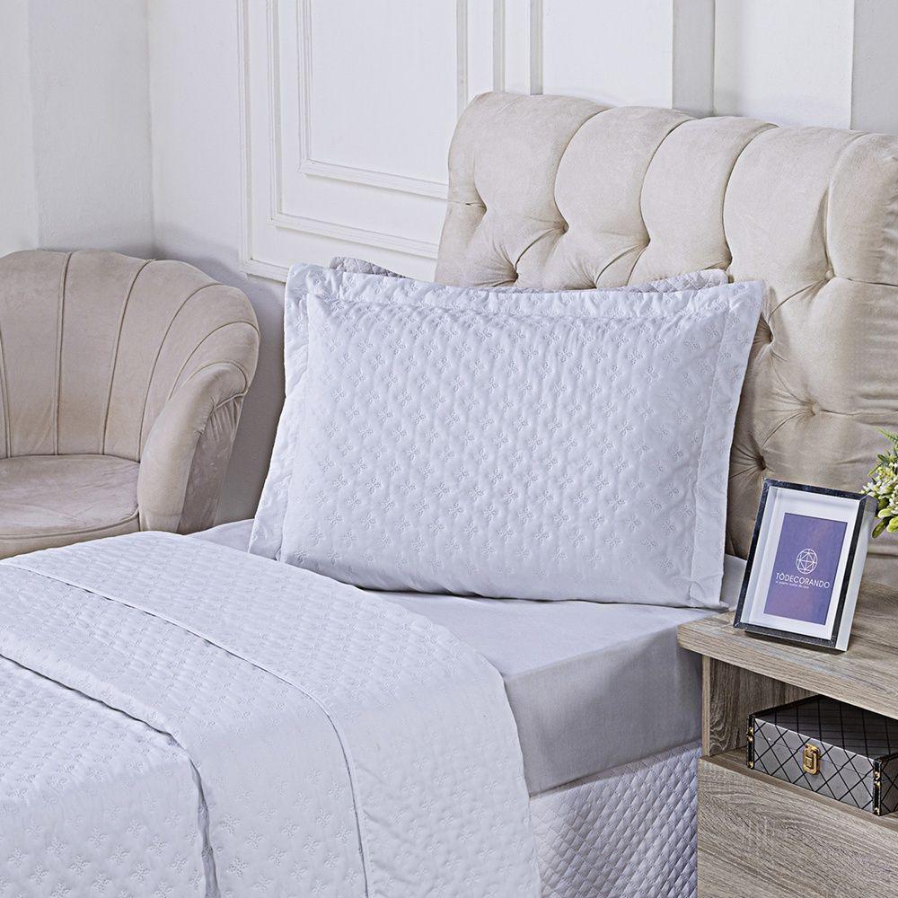 Kit Cobre Leito Milão Solteiro 2 Peças 100% Poliéster - Branco/branco - 3