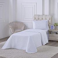 Kit Cobre Leito Milão Solteiro 2 Peças 100% Poliéster - Branco/branco - 2