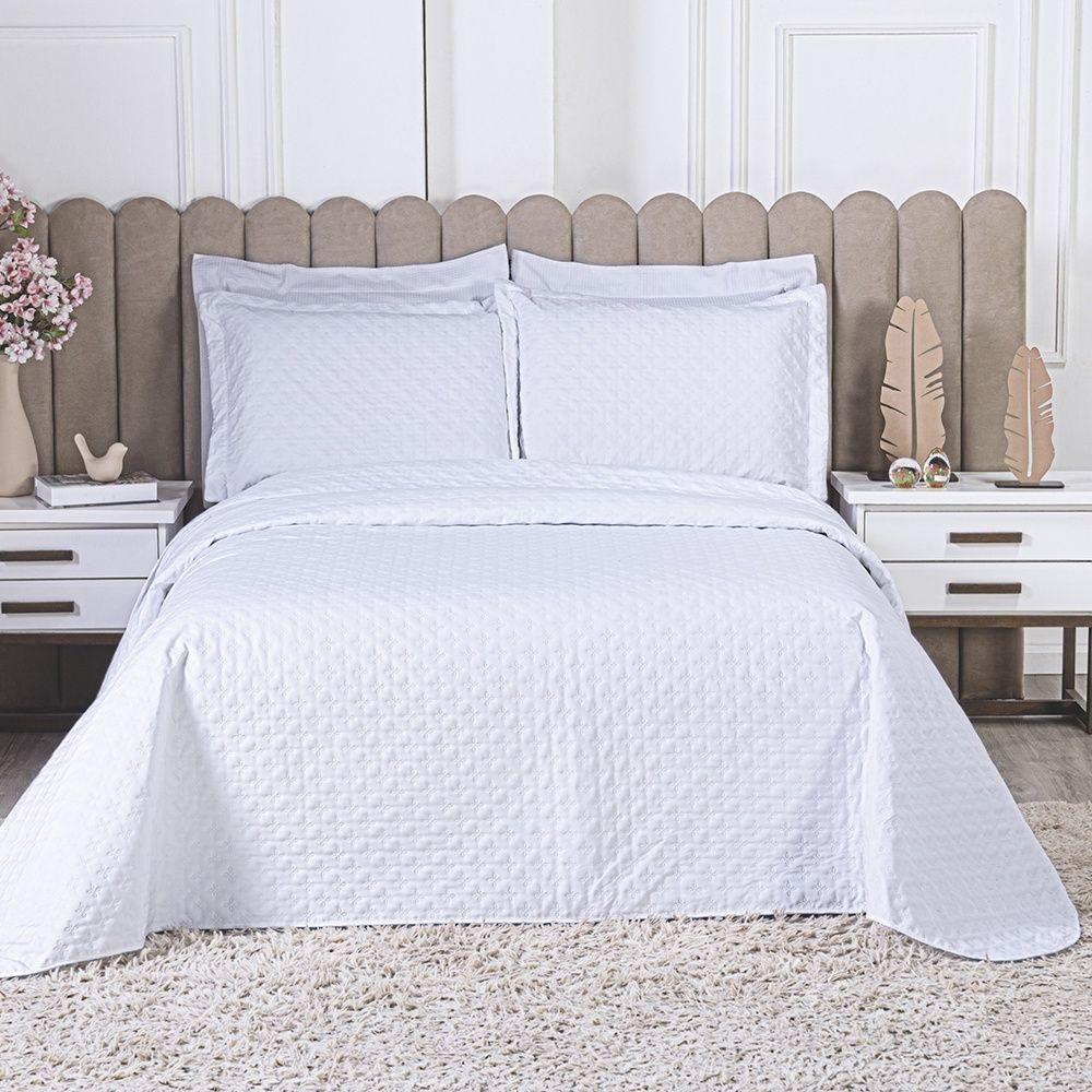 Kit Cobre Leito Milão Queen 3 Peças 100% Poliéster - Branco/branco - 5