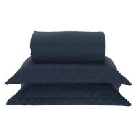 Kit Cobre Leito Milão Casal 3 Peças 100% Poliéster - Petroleo / Branco - 1