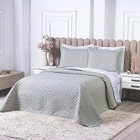 Kit Cobre Leito Milão Casal 3 Peças 100% Poliéster - Linho / Branco - 3