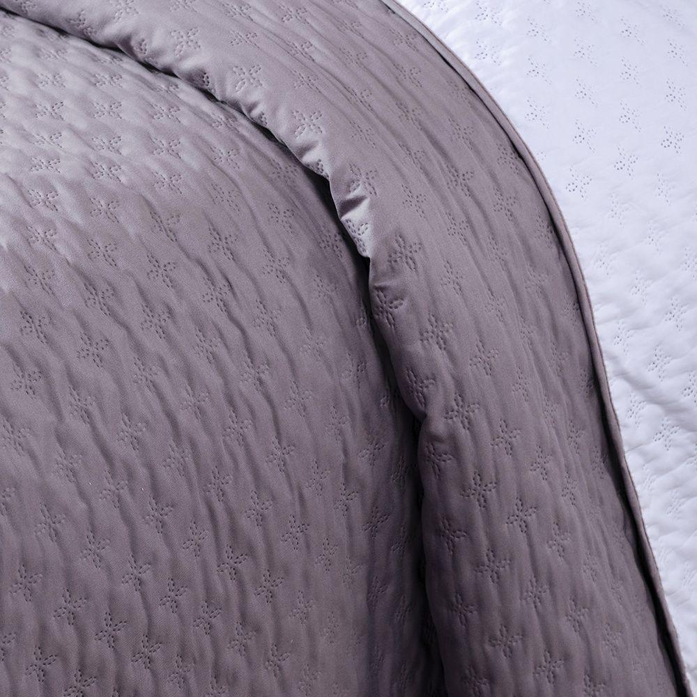 Kit Cobre Leito Milão Casal 3 Peças 100% Poliéster - Lavanda / Branco - 3