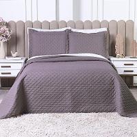 Kit Cobre Leito Milão Casal 3 Peças 100% Poliéster - Lavanda / Branco - 2