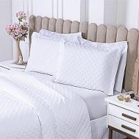 Kit Cobre Leito Milão Casal 3 Peças 100% Poliéster - Branco/branco - 3