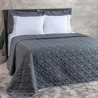 Kit Cobre Leito 6 Peças Queen Ideale Percal 200 Fios 100% Poliéster - Grafite