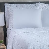 Kit Cobre Leito 6 Peças King Ideale Percal 200 Fios 100% Poliéster - Branco/cáqui - 2