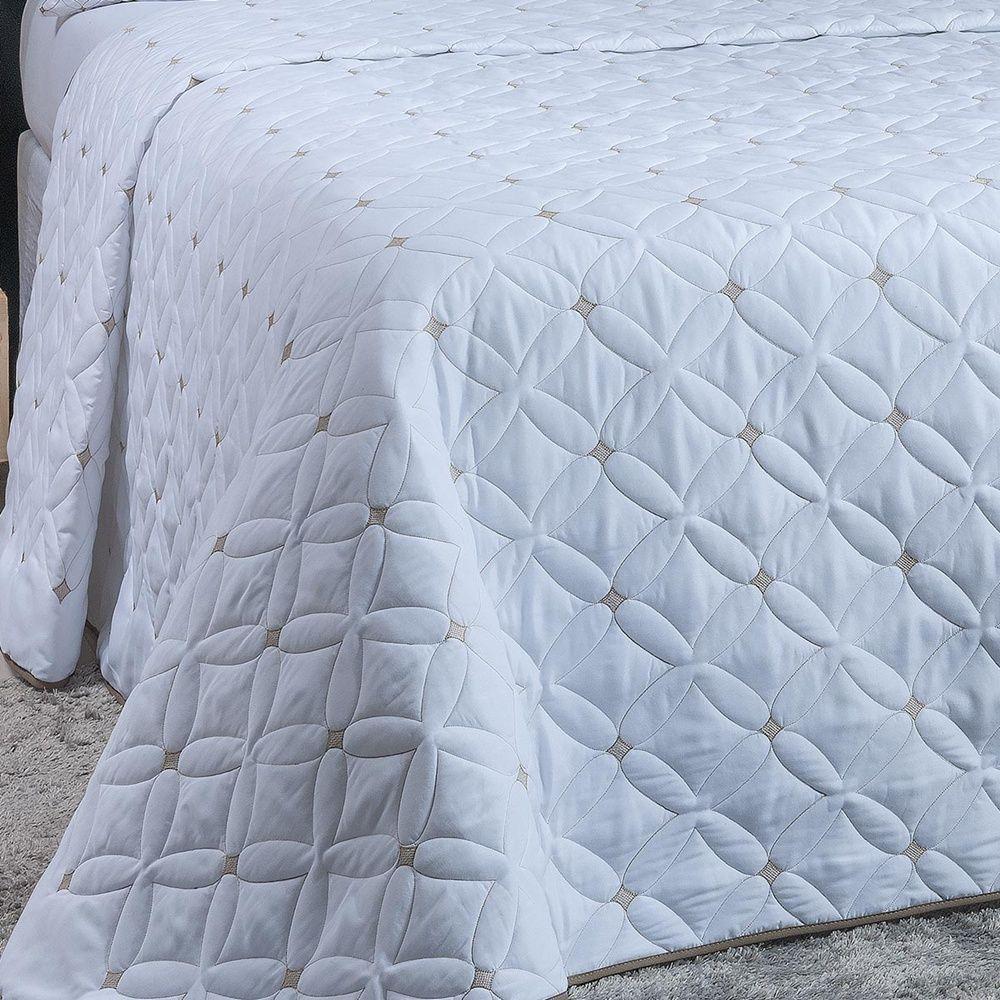 Kit Cobre Leito 6 Peças King Ideale Percal 200 Fios 100% Poliéster - Branco/cáqui - 3