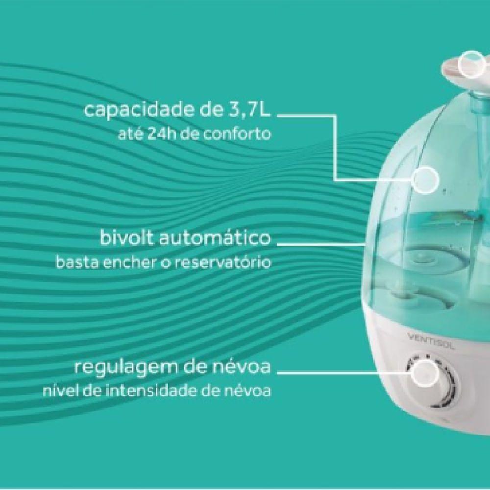 Umidificador Doméstico U04 3,7 Litros Verde Água Premium 12097 Ventisol Bivolt - 4