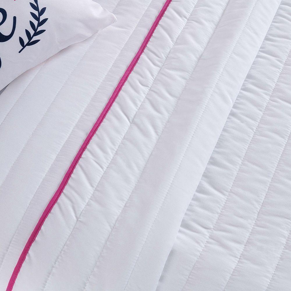 Kit Cobre Leito 5 Peças Queen Inove Percal 200 Fios 100% Poliéster - Love Branco/pink - 5
