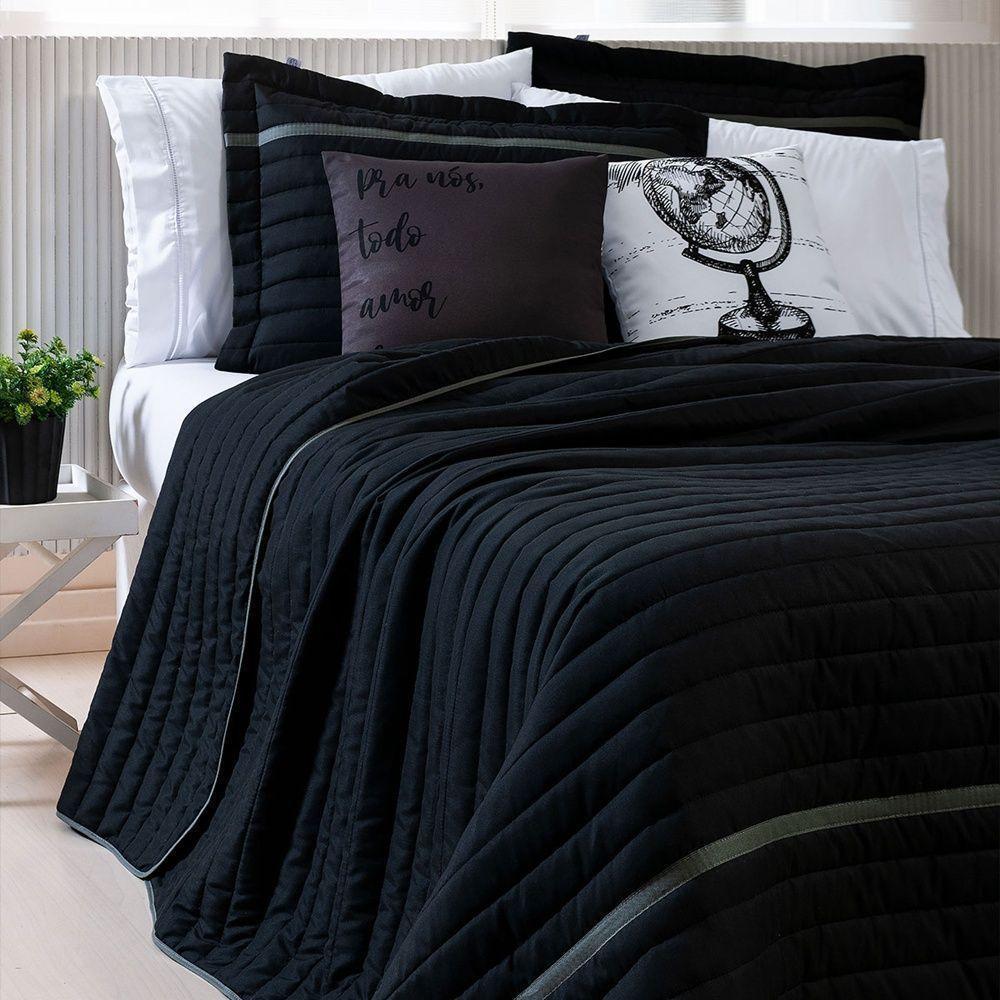 Kit Cobre Leito 5 Peças Queen Inove 100% Poliéster - World Preto/grafite - 2