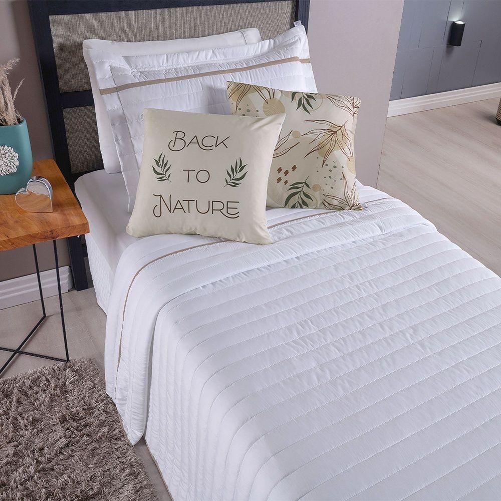Kit Cobre Leito 4 Peças Solteiro Inove Percal 200 Fios 100% Poliéster - Nature Branco/cáqui - 4